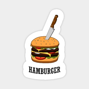 Delicious Hamburger Burger with Knife for Food Lovers Chief Gift Magnet