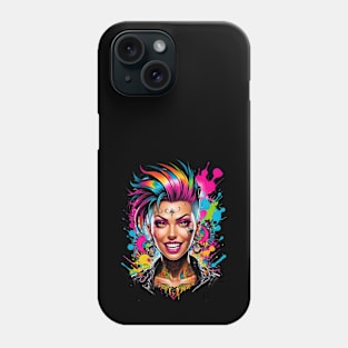 Bohemian Punk Happy Girl Psychedelic retro vintage 80s comic design Phone Case