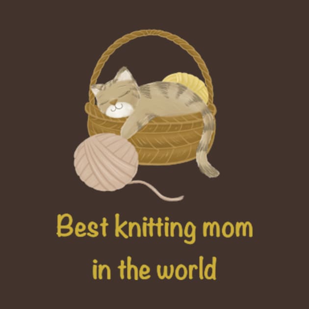 Best knitting mom in the world cat by AbbyCatAtelier