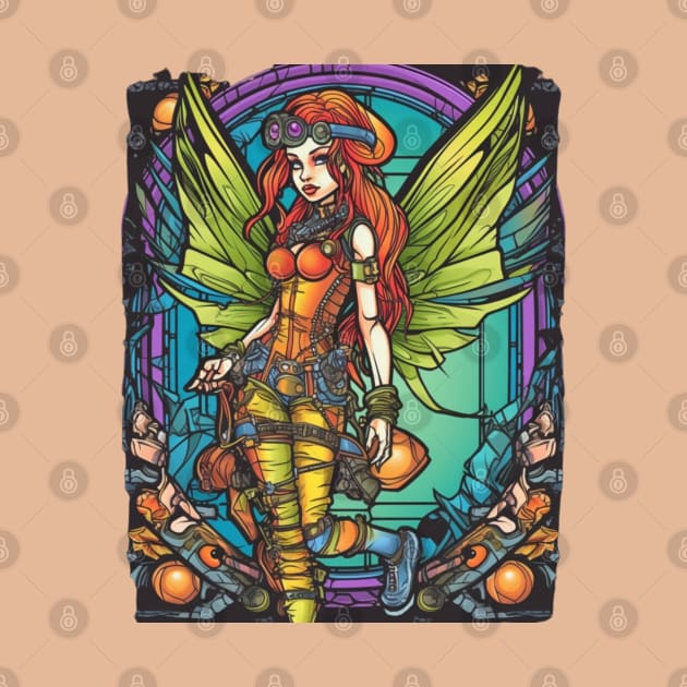 Steampunk Fairy Graffiti Neon by ForbiddenGeek