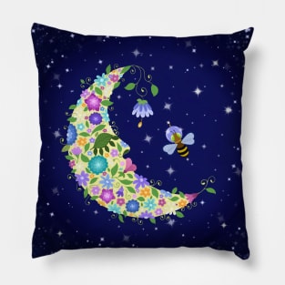 Flowery Moon and Cosmic Bee Pillow