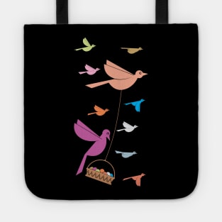 Colorfull Bird Family Flying Tote