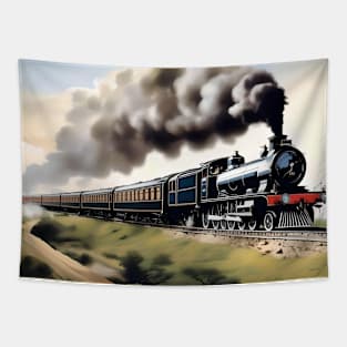 Orient Express Steam Train Digital Drawing Tapestry