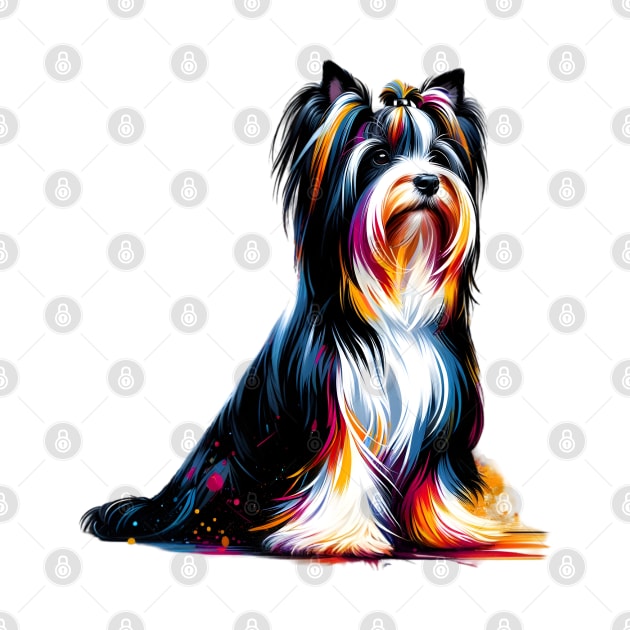 Elegant Biewer Terrier in Colorful Splash Art Style by ArtRUs