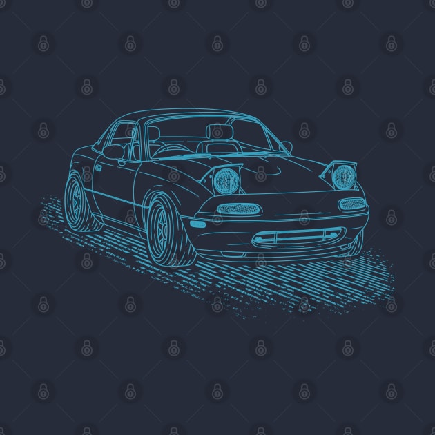 Mazda MX5 Miata Lineart Blueprint by Guyvit