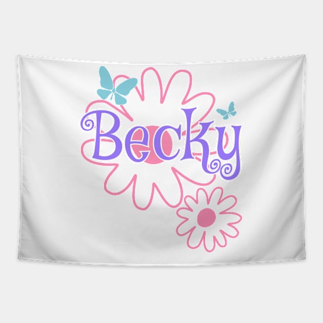 Becky Girls Name Daisy Butterflies Tapestry by xsylx