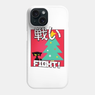 funny christmas cat – Cat versus Christmas: fight! Phone Case