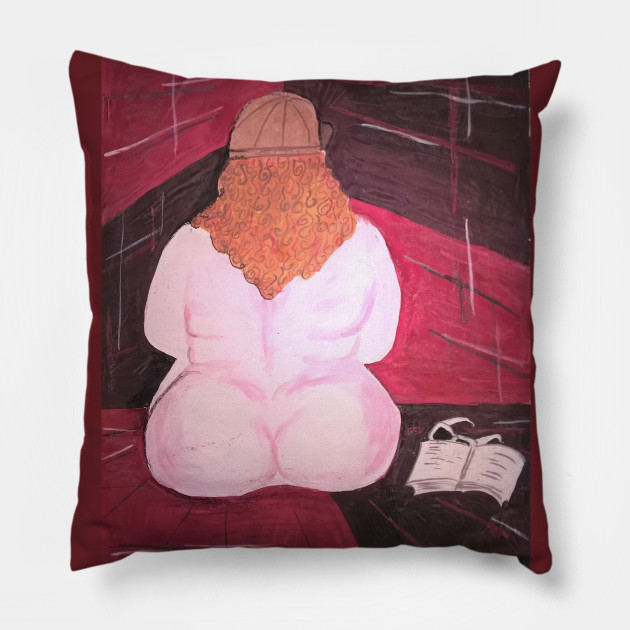 Nude girl with the book. Original painting.