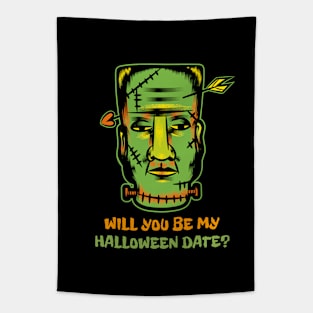 Will You Be My Halloween Date? - Frankenstein Tapestry