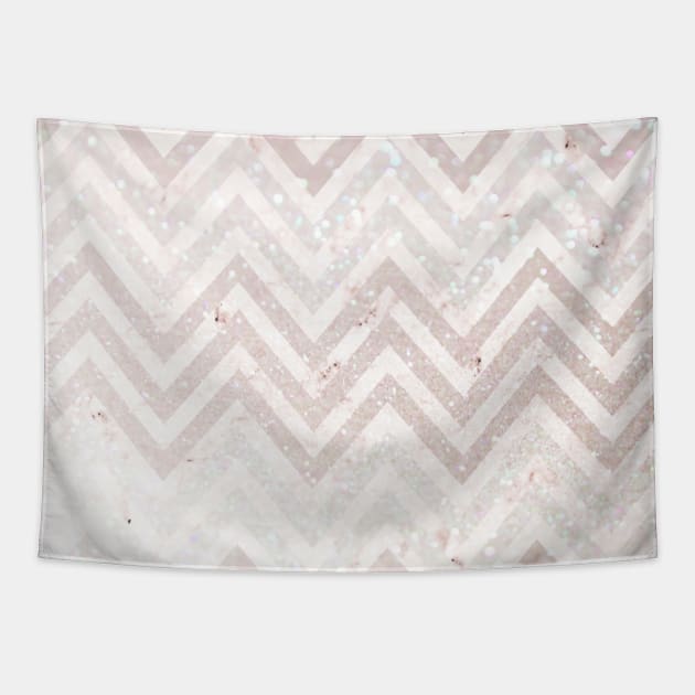 Sparkly Glitter Pink Chevron Zig Zag Stripes Tapestry by Printable Pretty