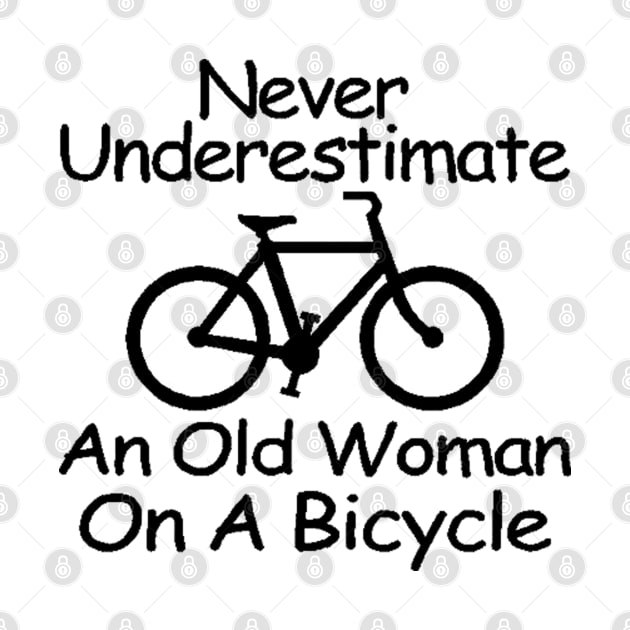 never understimate an old woman on a bicycle black by omarbardisy