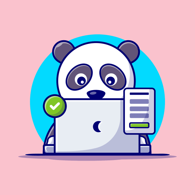 Cute Panda With Laptop And Successful Sign by Catalyst Labs