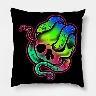 snake and skull Pillow