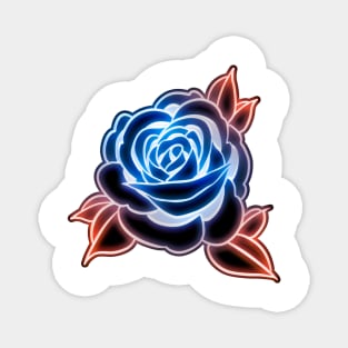 Blue Neon Rose Magnet