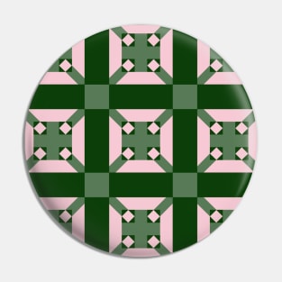 Green and Pink Arkansas Patchwork Pattern Pin