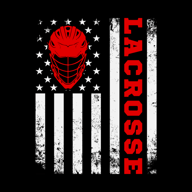 Lacrosse Player USA American Flag by Visual Vibes