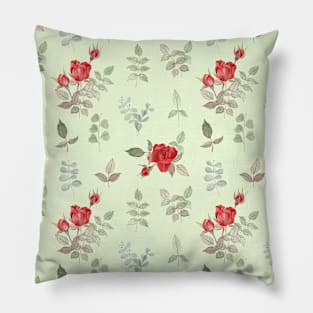 Red roses on summer green background Pillow