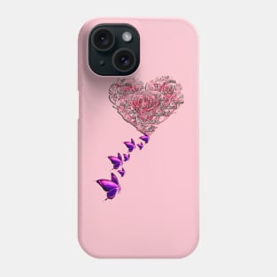 Inspirational Rose Heart & Support Butterflies Phone Case