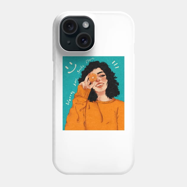 Girl and Orange Phone Case by Pasoyo San