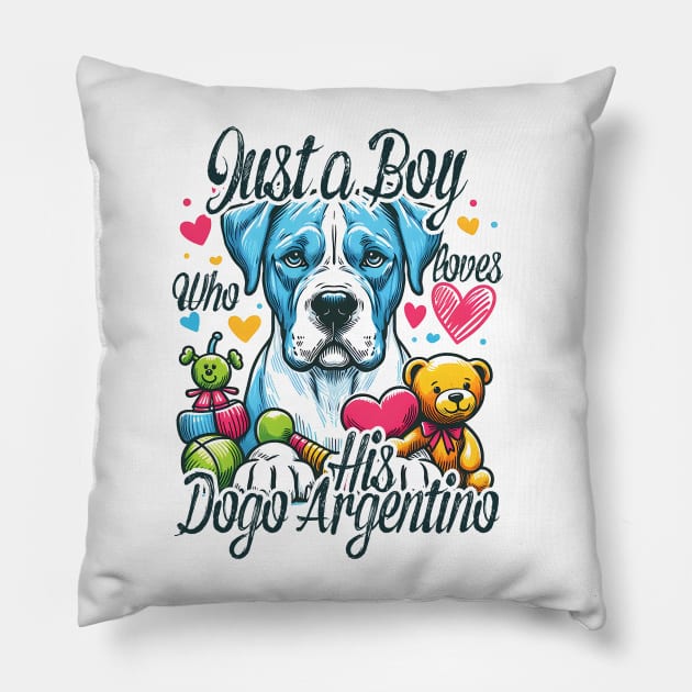 How a Boy and His Dogo Argentino Became Best Friends Pillow by click2print
