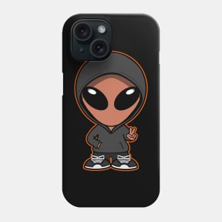 Hooded Space Alien Peace Hand Sign Orange Phone Case