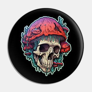 Hallucinogenic Mushroom Skull Pin