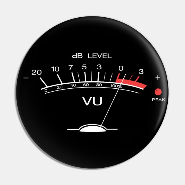 Volume VU Meter Vintage Audio Engineer Recording Studio Gear Head Musician Guitar Shirt Classic White Print Pin by blueversion