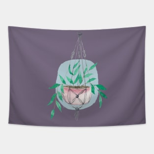 Watercolor Hanging Plant On Purple Tapestry