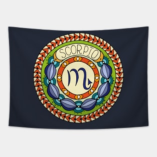 Scorpio Zodiac Sign Colorful Birth Horoscope Mandala Tapestry