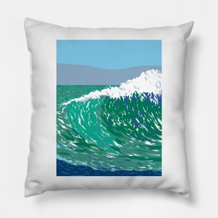 Sandspit Beach or Santa Barbara Harbor Beach in San Luis Obispo California WPA Poster Art Pillow