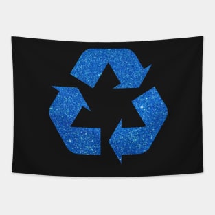 Ocean Blue Faux Glitter Recycle Symbol Tapestry