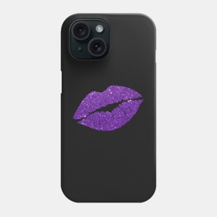 Purple Faux Glitter Lips Phone Case