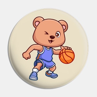 Basketball Bear Cute Cartoon Pin