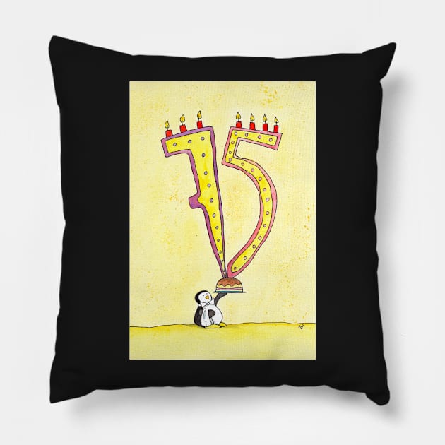 Happy 75th Birthday Pillow by nicolejanes