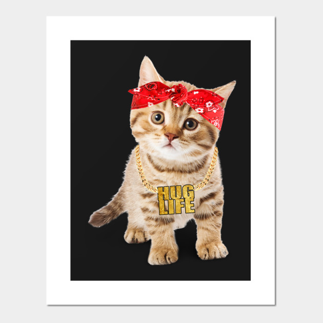 Hug Thug Gangster Life Gold Chain Cat Shirt Gangsta Cat Tee Cat