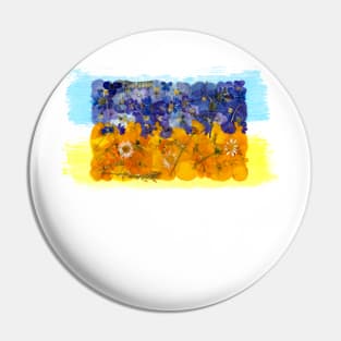 Ukrainian flag made from pressed dried flowers from the Kiev region. Pin