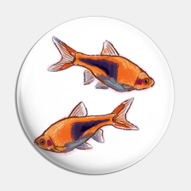 Harlequin Rasbora - Cute Crayon Fish Design Pin by sheehanstudios