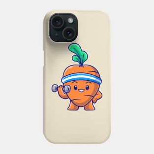 Cute Carrot Lifting Barbell Cartoon Phone Case