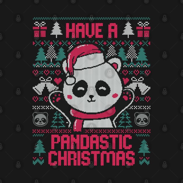 Pandastic Christmas - Funny Ugly Sweater Xmas Panda Gift by eduely