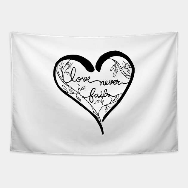 Love never fails calligraphy Tapestry by Ammi