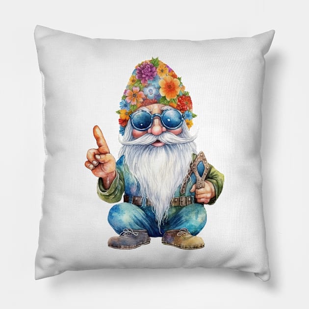 Hippie Gnome #14 Pillow by Chromatic Fusion Studio