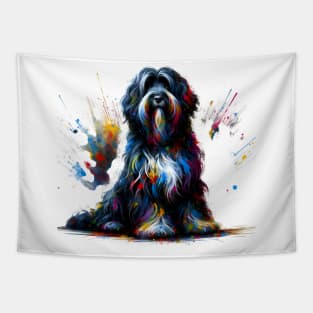 Schapendoes Dog in Colorful Abstract Splash Art Style Tapestry