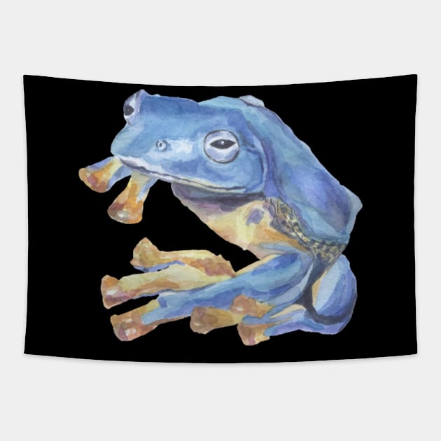 Tropical blue frog Tapestry by Clariisa