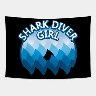 Shark Diver Girl Tapestry