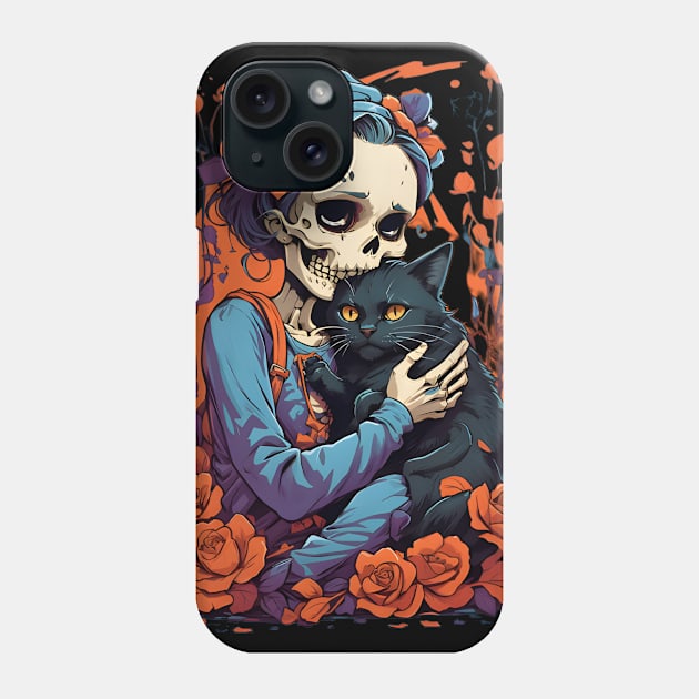 Skeleton Cuddle Cat Phone Case by VisionDesigner