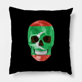 Maldives Flag Skull - Gift for Maldivian With Roots From Maldives Pillow