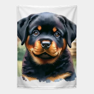 Watercolor Rottweiler Puppies - Cute Puppy Tapestry