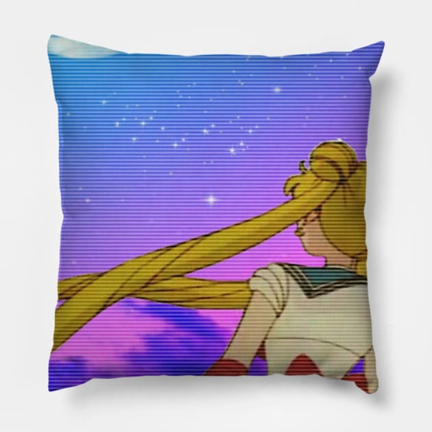 Aesthetic vaporwave sailormoon Pillow by CresentMoonBunny