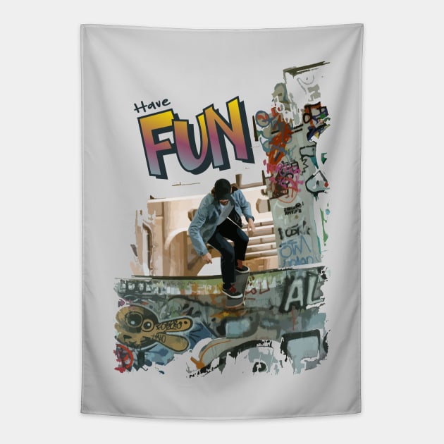 Fun with Skate Tapestry by EJgraphics