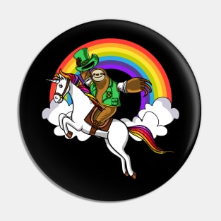 Leprechaun Sloth Riding Unicorn St Patricks Day Irish Pin